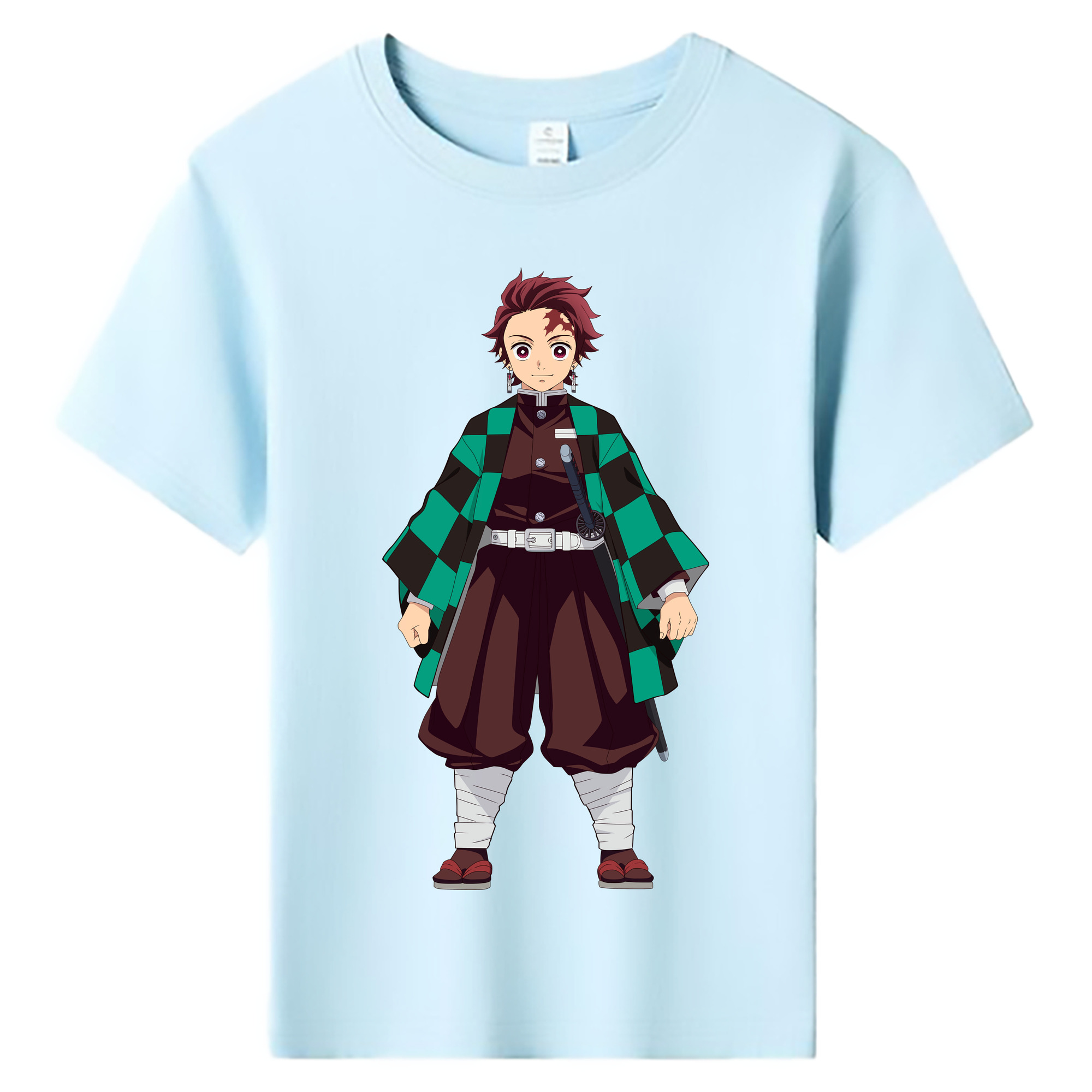 （画像用） 鬼滅の刃 竈門 炭治郎／かまど たんじろう Kamado Tanjirou 綿100％キッズTシャツ（フロントプリント）